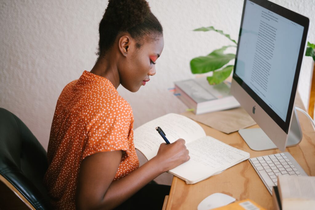 woman getting her work done